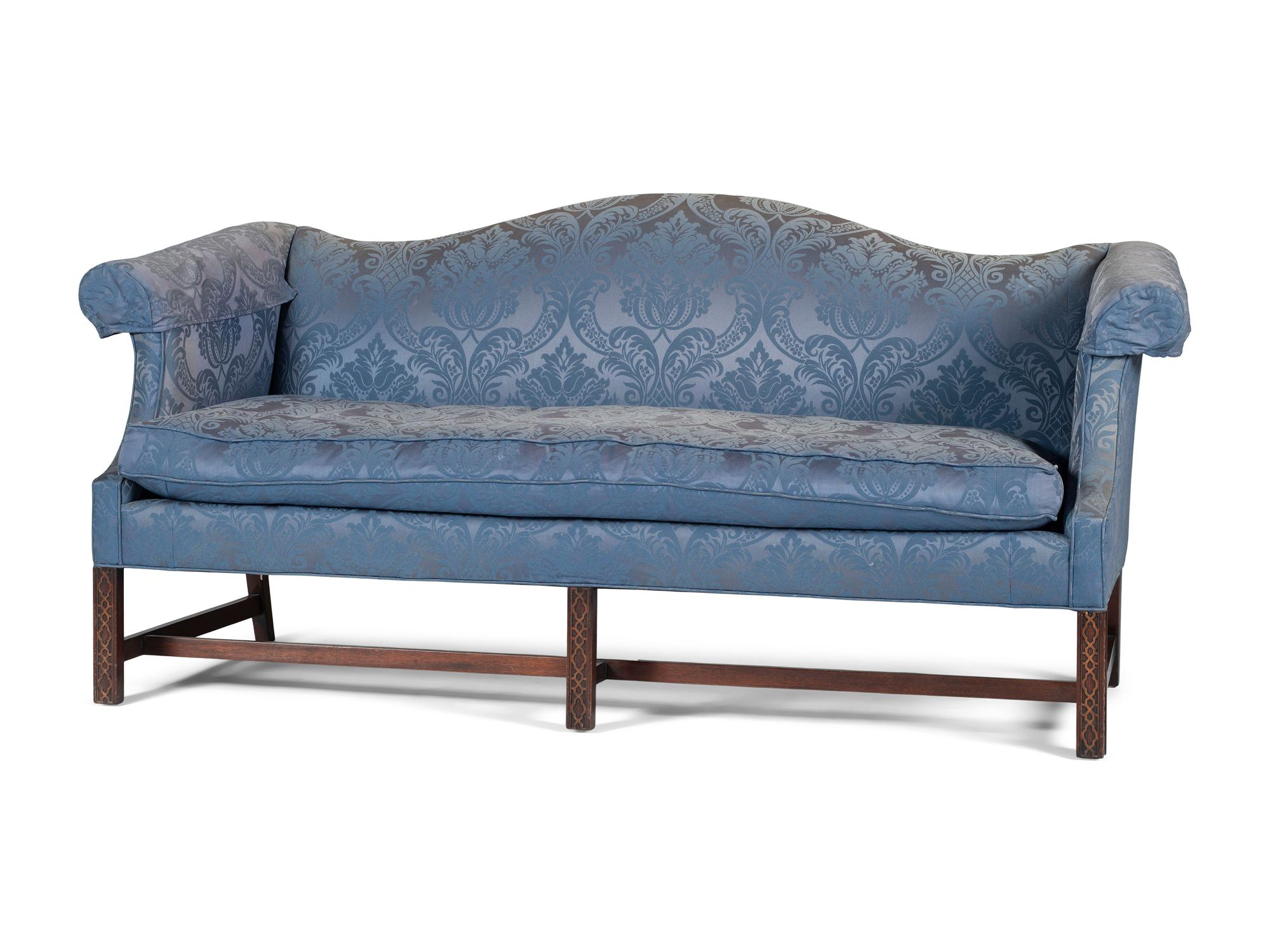A George III Style Mahogany Camelback Sofa