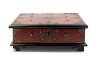 A Brass Inset Table Casket or Bible Box, Width 16 7/8 inches.