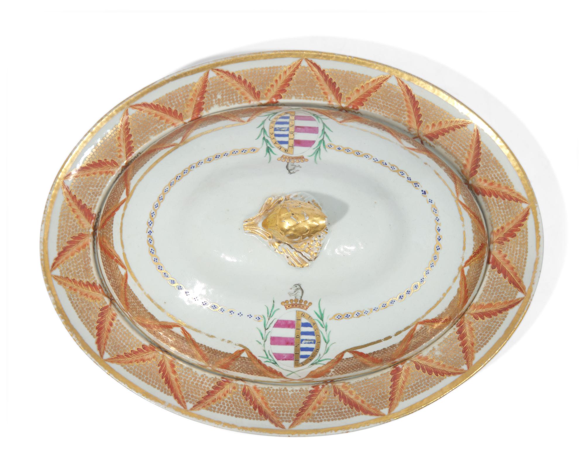A group of seven Chinese Export porcelain tablewares from the "Silviera Service," made for the Portuguese Market, late 18th century