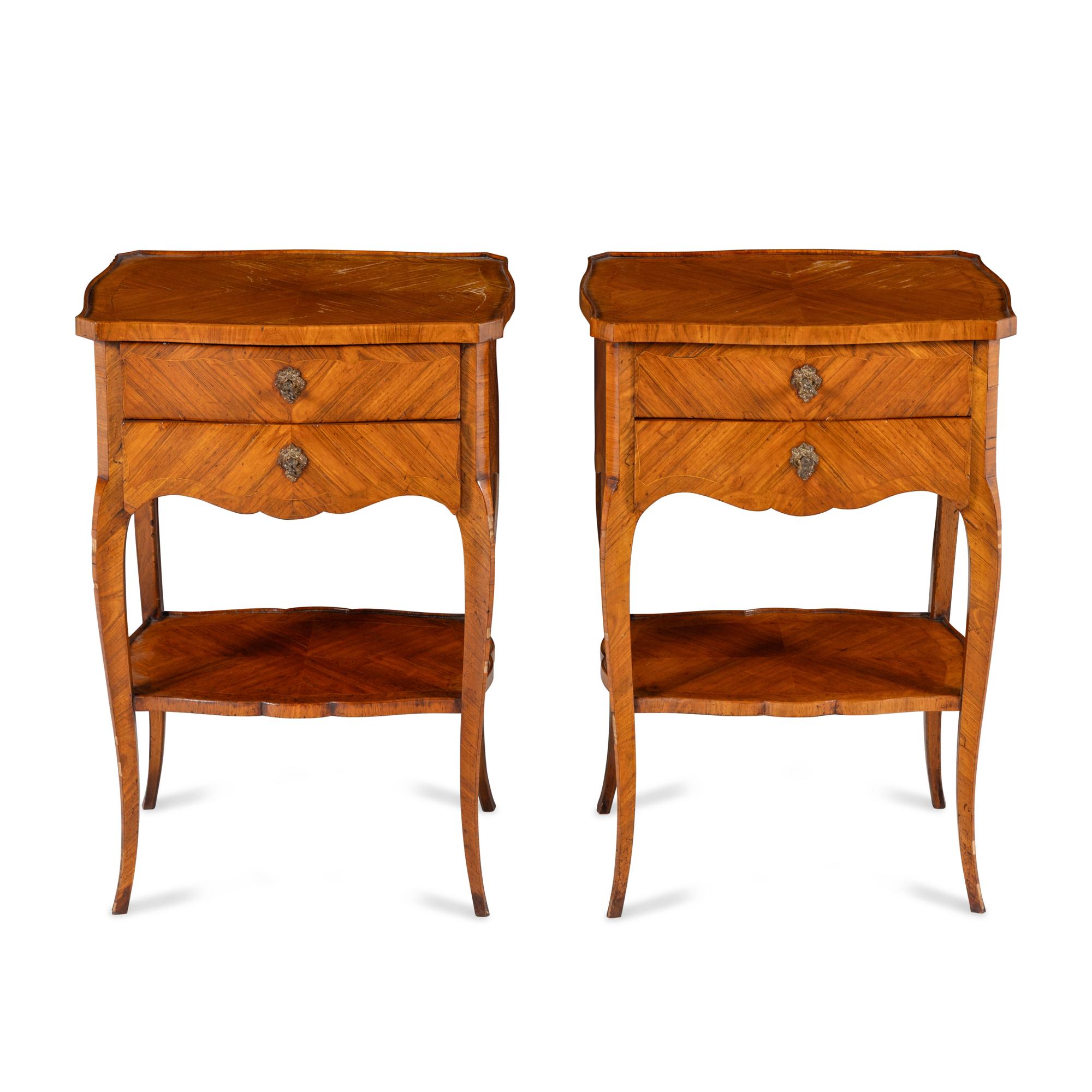 A Pair of Louis XV Style Tulipwood Side Tables