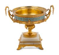 A French Gilt Bronze, Onyx and Champlevé Center Bowl