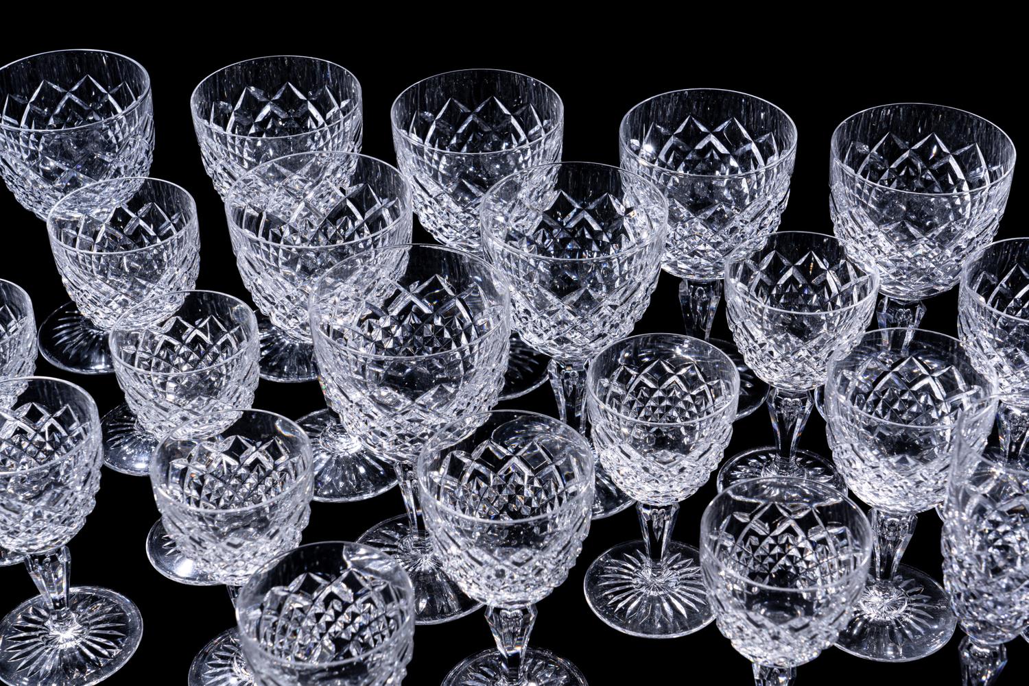 A Val St. Lambert Cut Glass Stemware Service