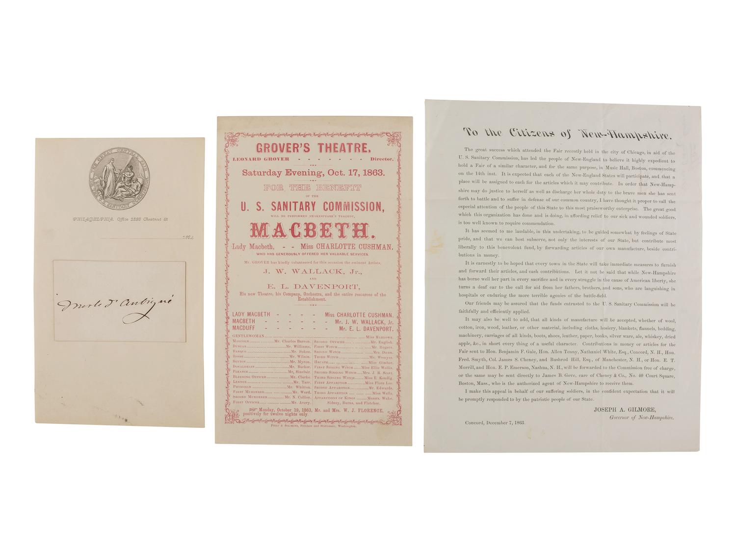 [CIVIL WAR]. Items related to the US Sanitary Commission and fairs, incl. photographs.