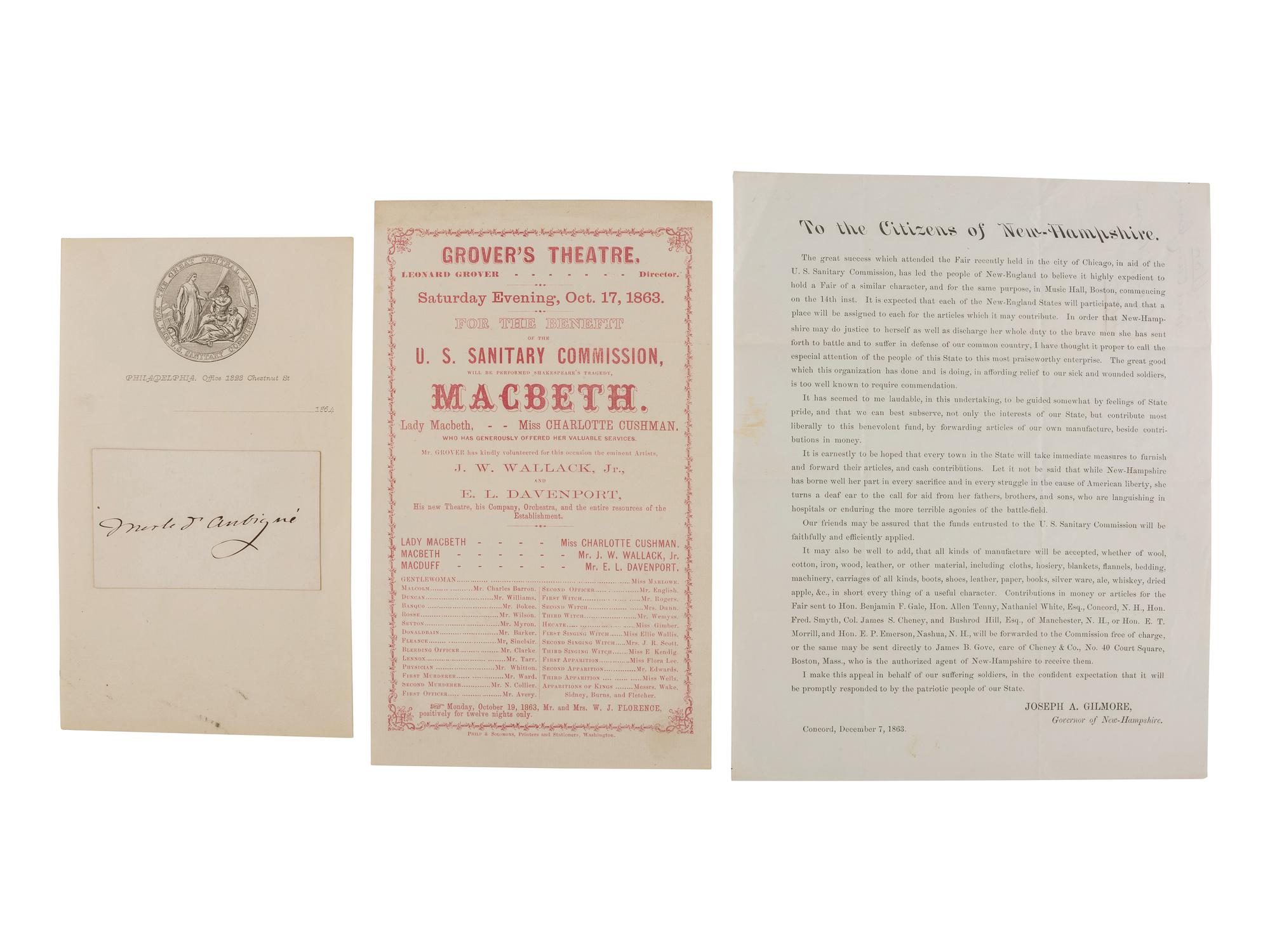 [CIVIL WAR]. Items related to the US Sanitary Commission and fairs, incl. photographs.