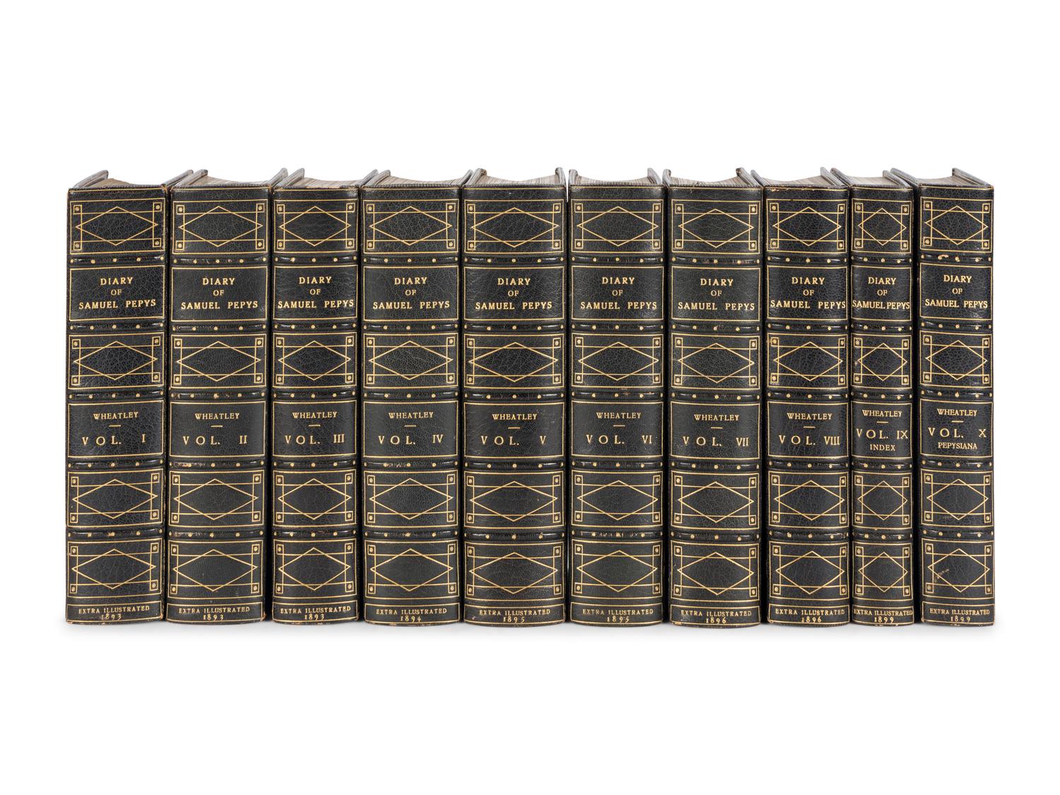 PEPYS, Samuel (1633-1703). The Diary of Samuel Pepys . Henry B. Wheatley, editor. London & Cambridge: George Bell & Sons, and Deighton Bell & Co., 1893-1899.