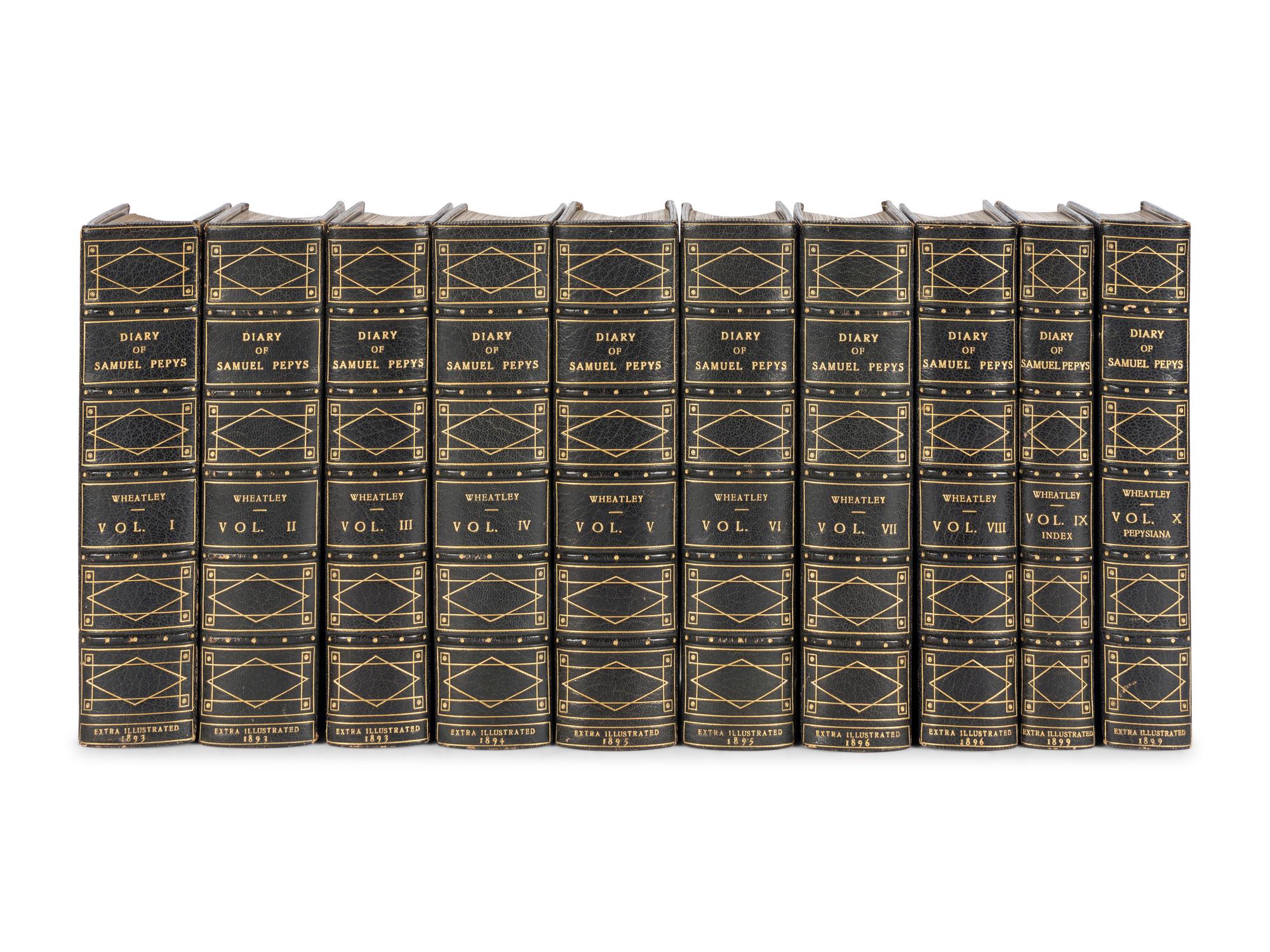 PEPYS, Samuel (1633-1703). The Diary of Samuel Pepys . Henry B. Wheatley, editor. London & Cambridge: George Bell & Sons, and Deighton Bell & Co., 1893-1899.