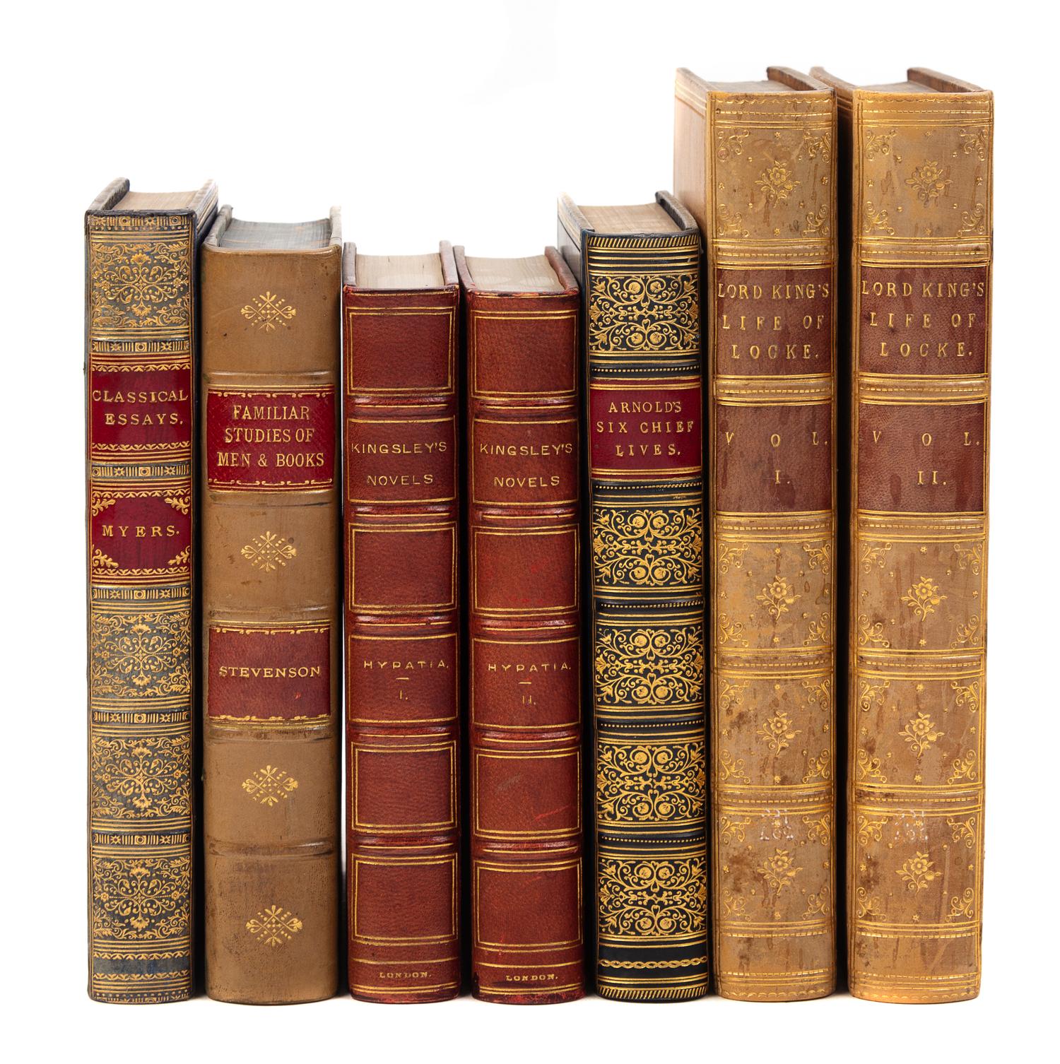[BINDINGS]. A group of 5 works in fine bindings, two with fore-edge paintings.