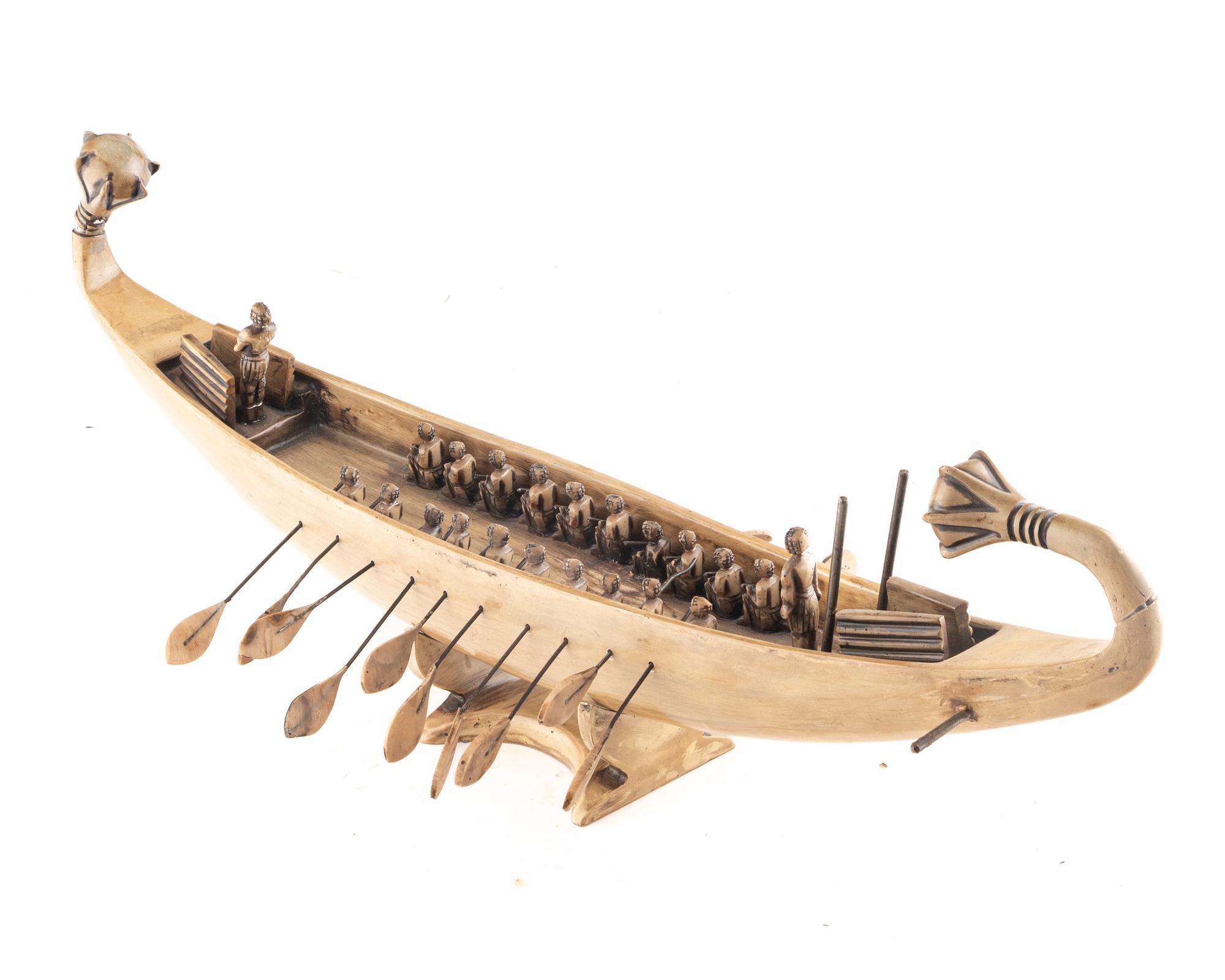 An Egyptian Style Carved Wood Boat Model