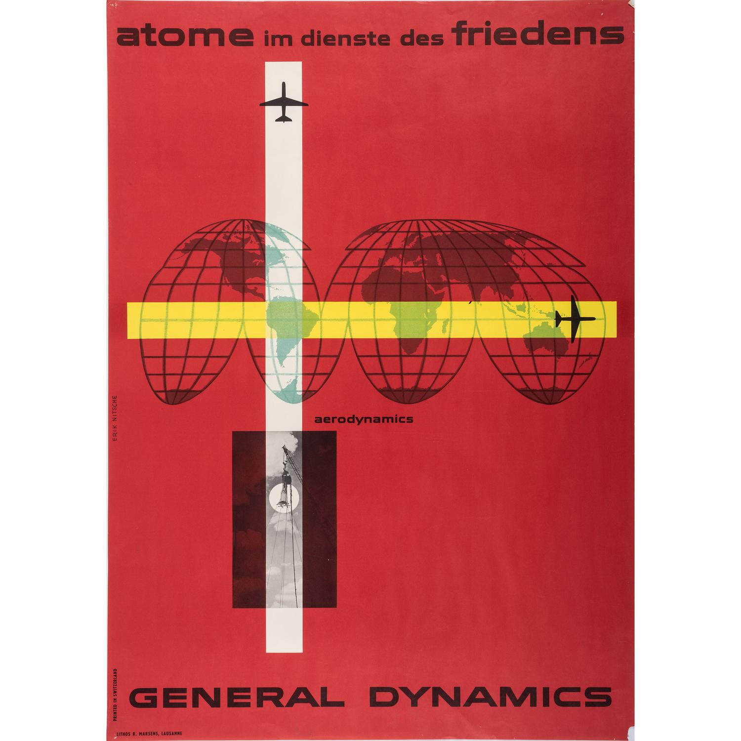 An Erik Nitsche Poster for Atome im Dienste des Friedens Aerodynamics General Dynamics, 1955