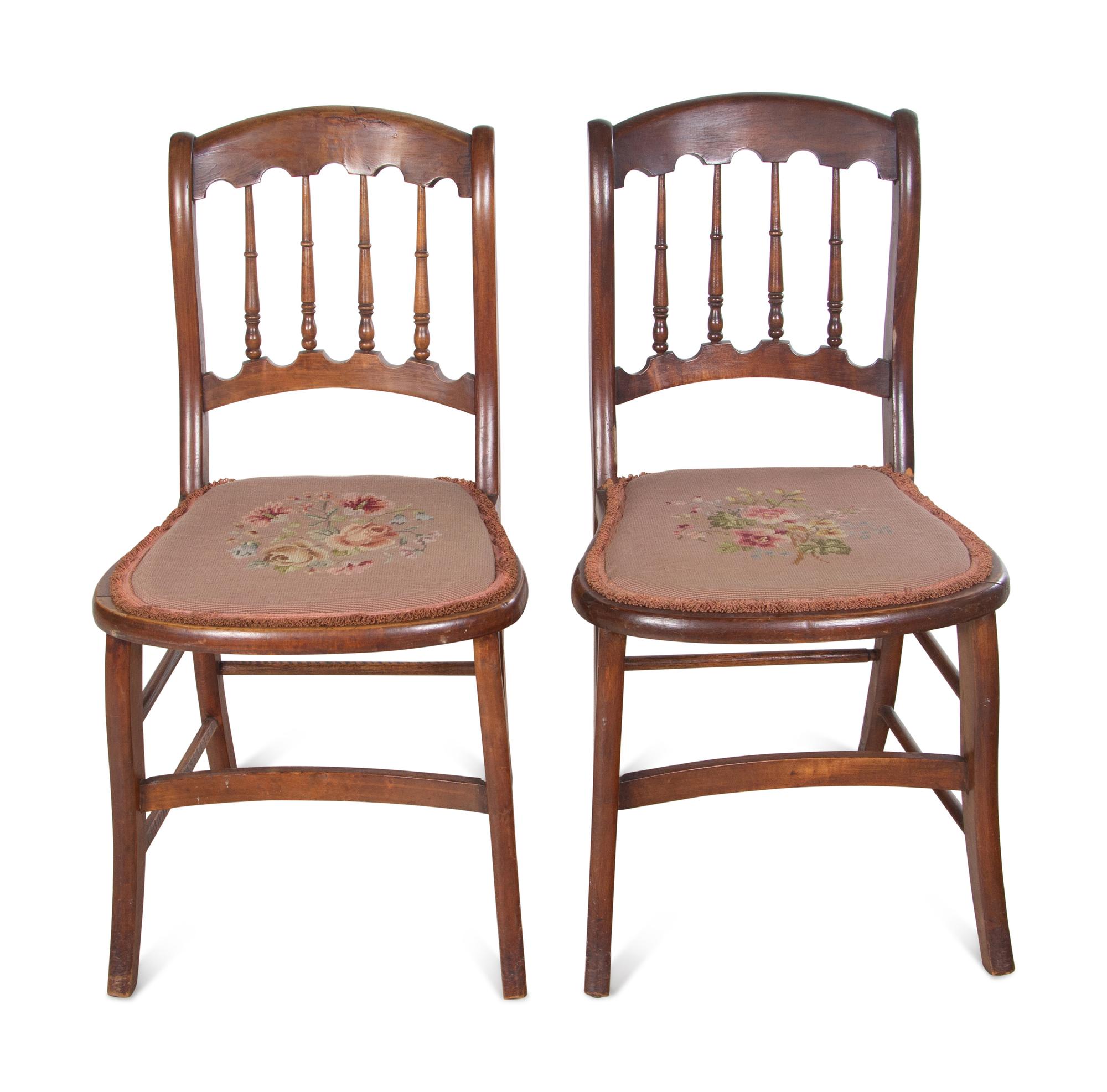 A Set of Four Victorian Walnut Side Chairs and a Pair of Classical Style Side Chairs