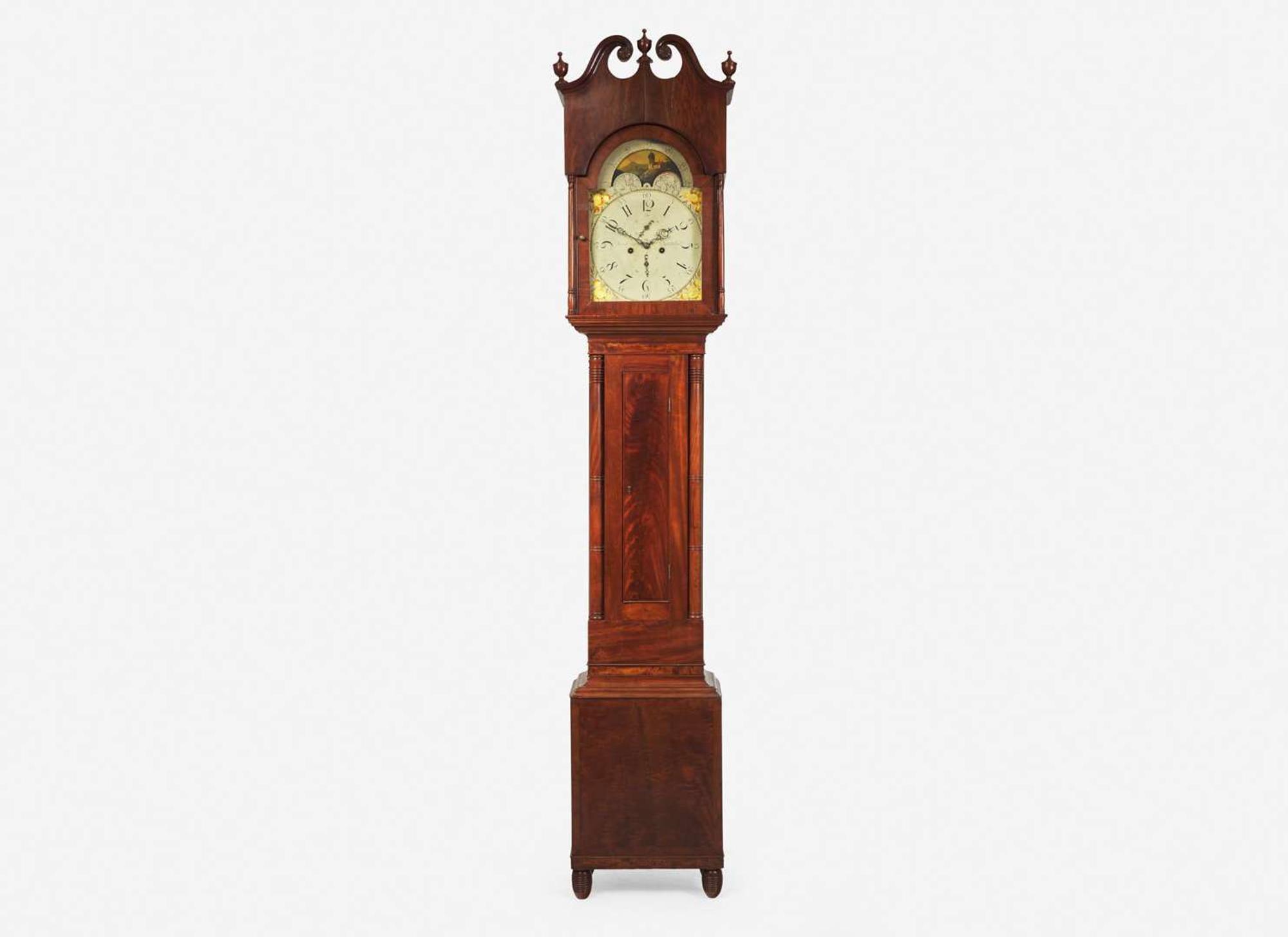 A late Federal mahogany tall case clock, dial and movement by David Weatherly, Sr. (1779-1851) Philadelphia, PA, circa 1820