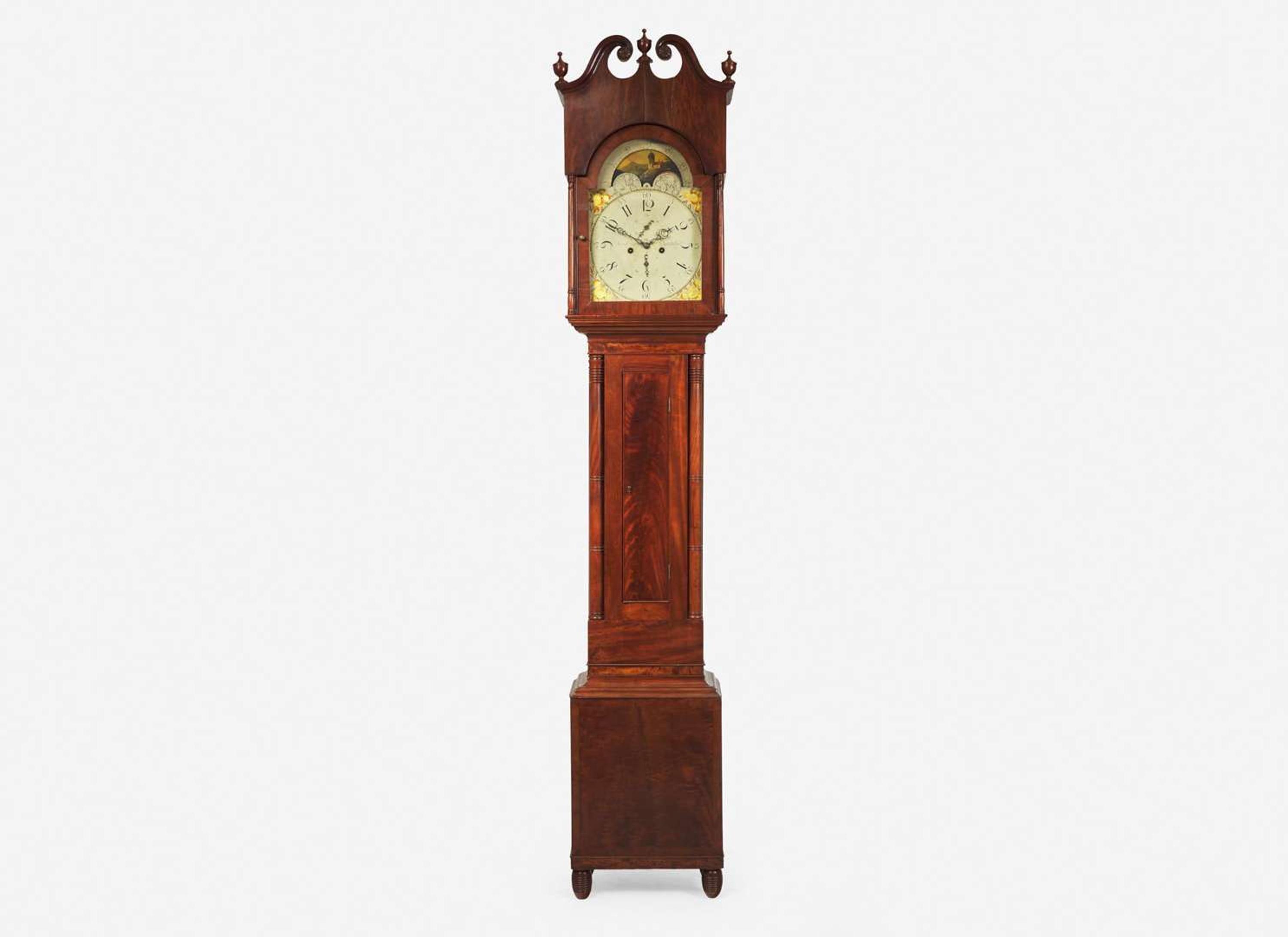 A late Federal mahogany tall case clock, dial and movement by David Weatherly, Sr. (1779-1851) Philadelphia, PA, circa 1820