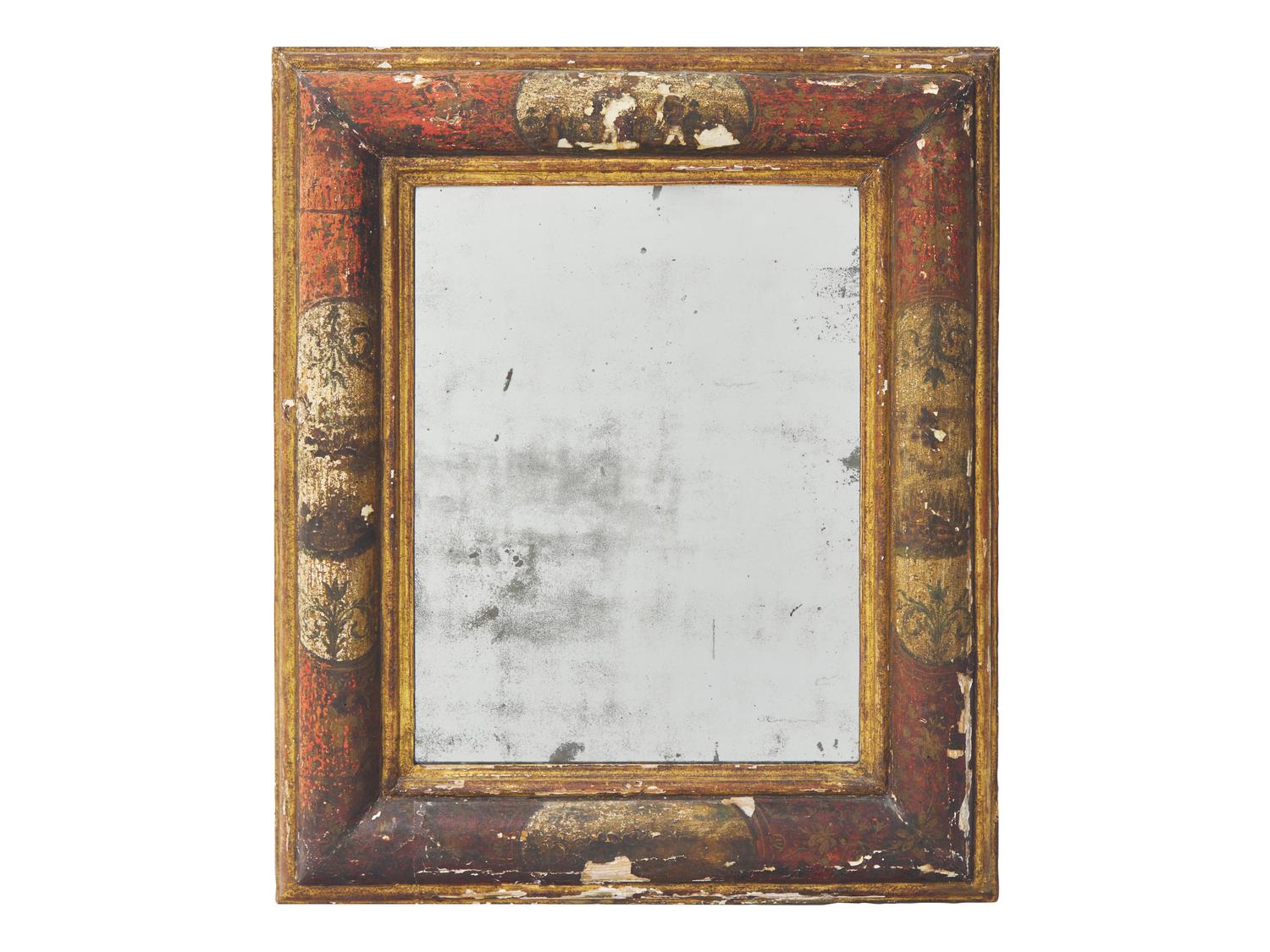 A William & Mary Gesso, Painted and Parcel-Gilt Wood Mirror