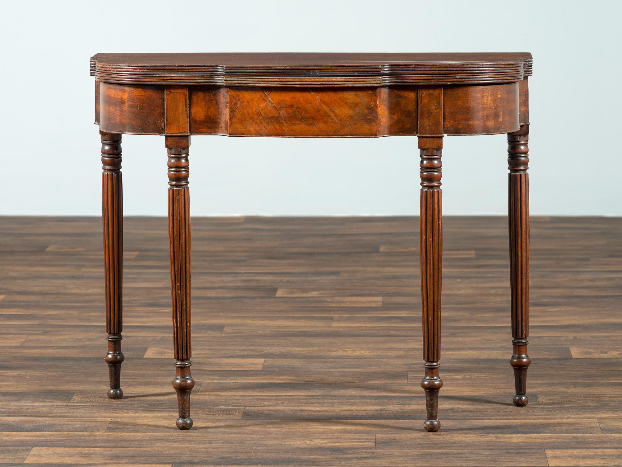 A Federal Inlaid Mahogany Card Table