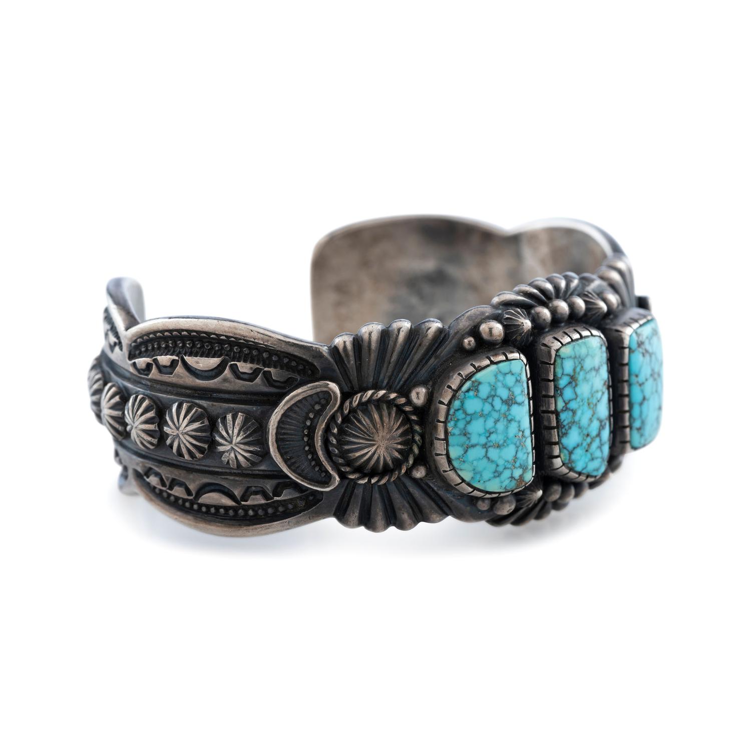 Silver and #8 Turquoise Cuff Bracelet