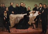 A. Kromer (Bavarian, active 19th century). Death Bed of Lincoln, 1867 oil on canvas, framed
