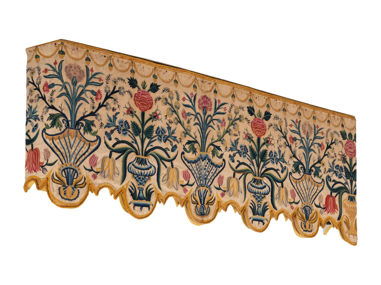Three Crewelwork Drapery Pelmets