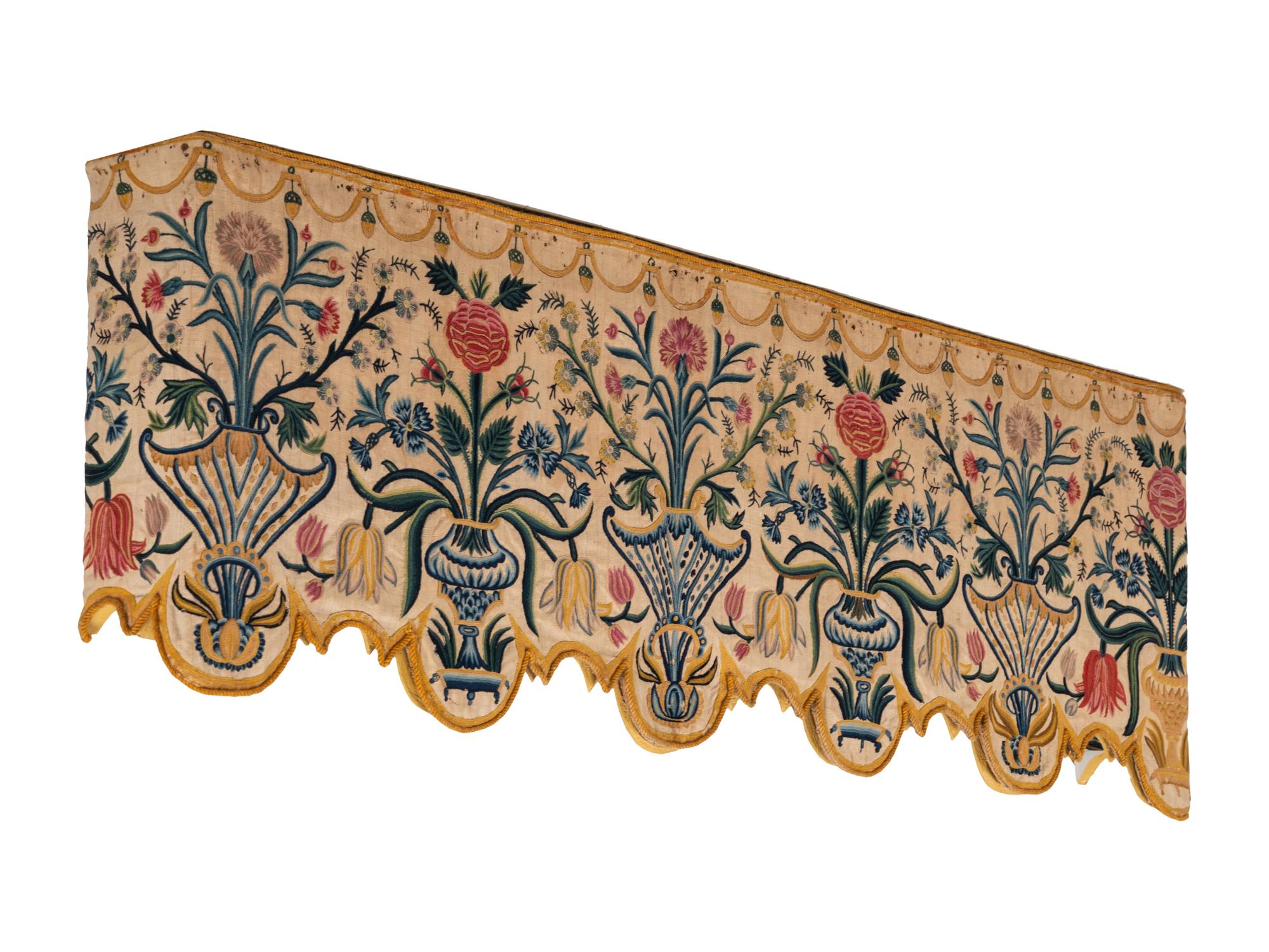 Three Crewelwork Drapery Pelmets