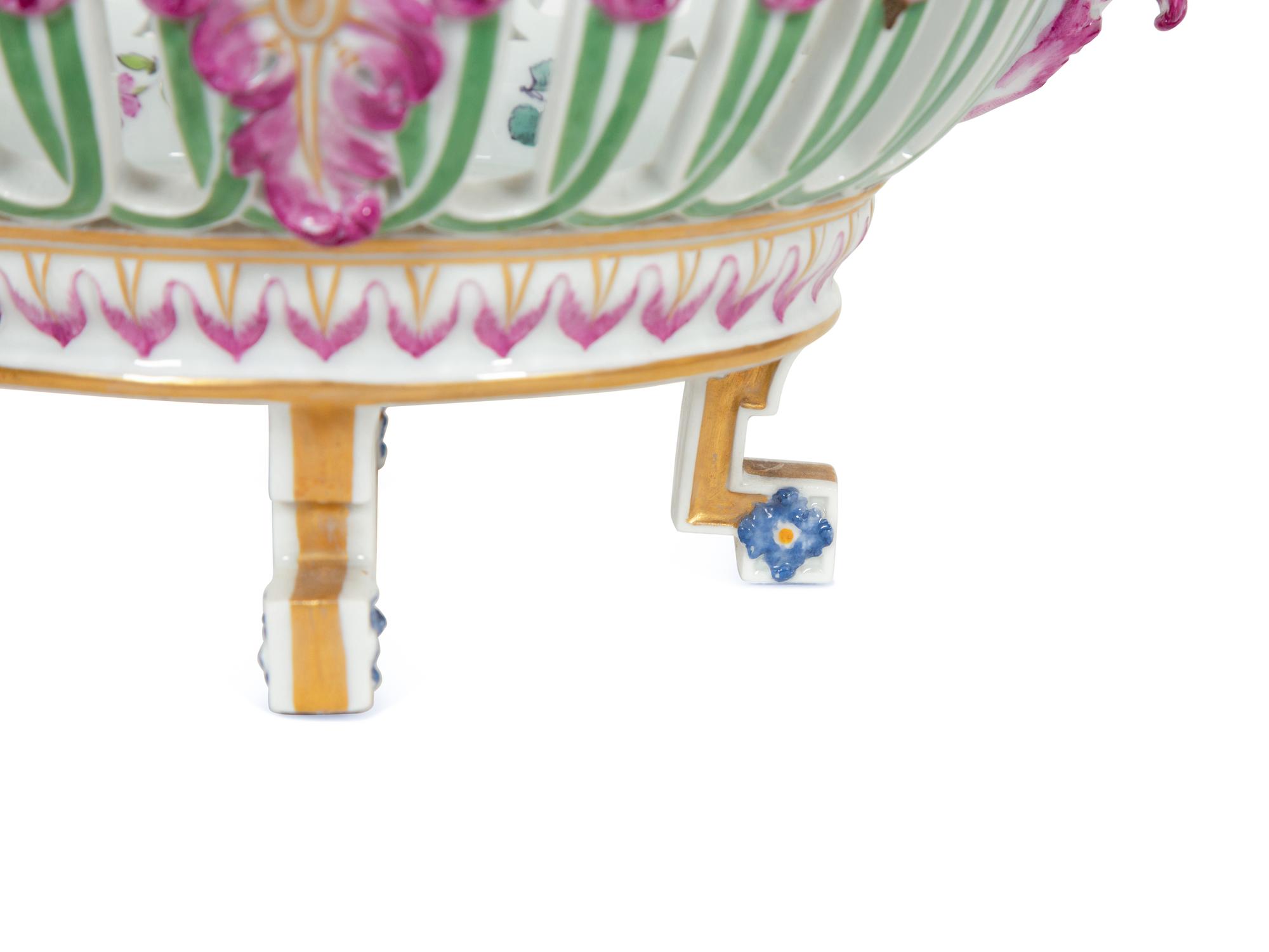 A Pair of German Porcelain Reticulated Baskets