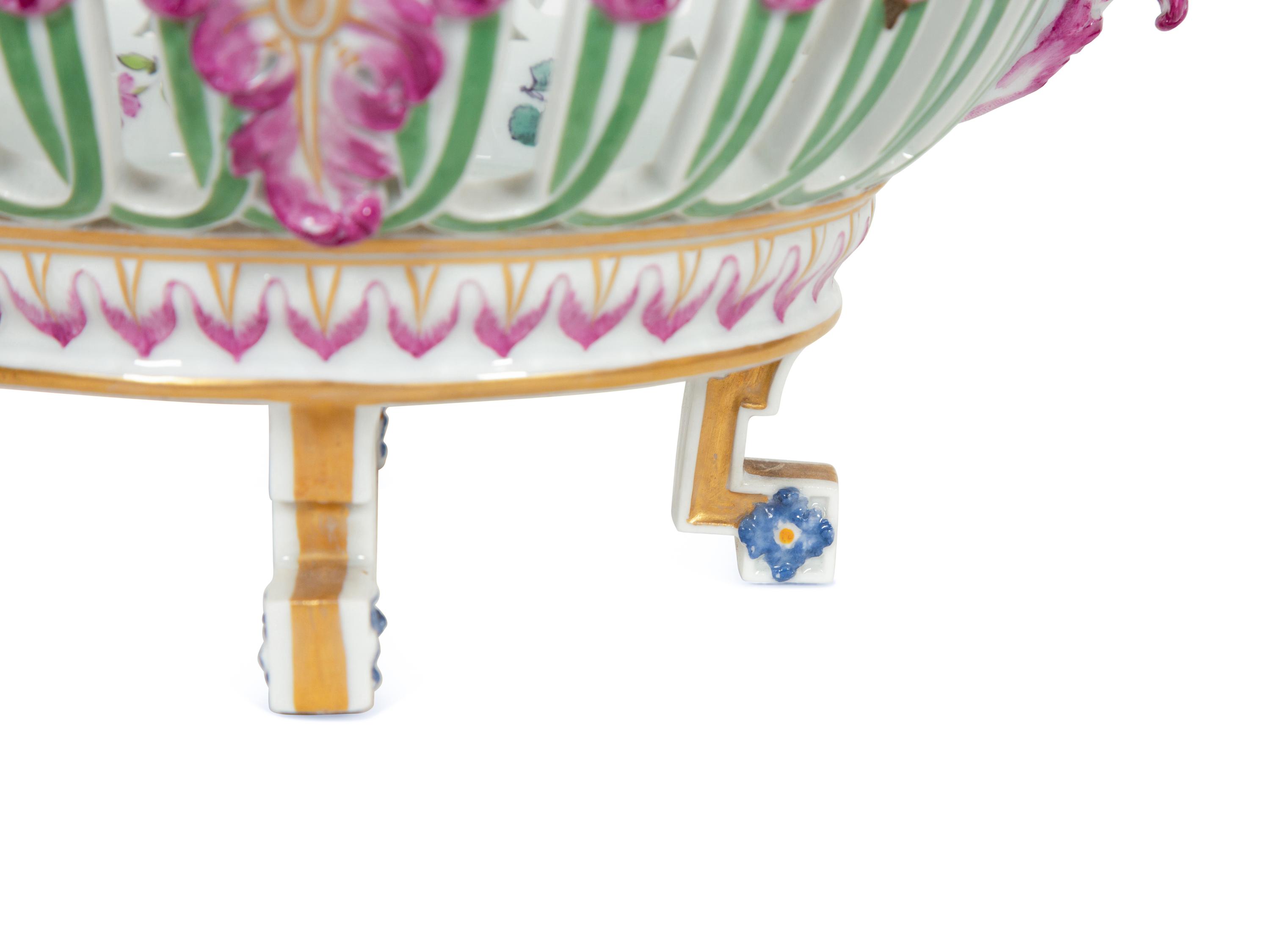 A Pair of German Porcelain Reticulated Baskets