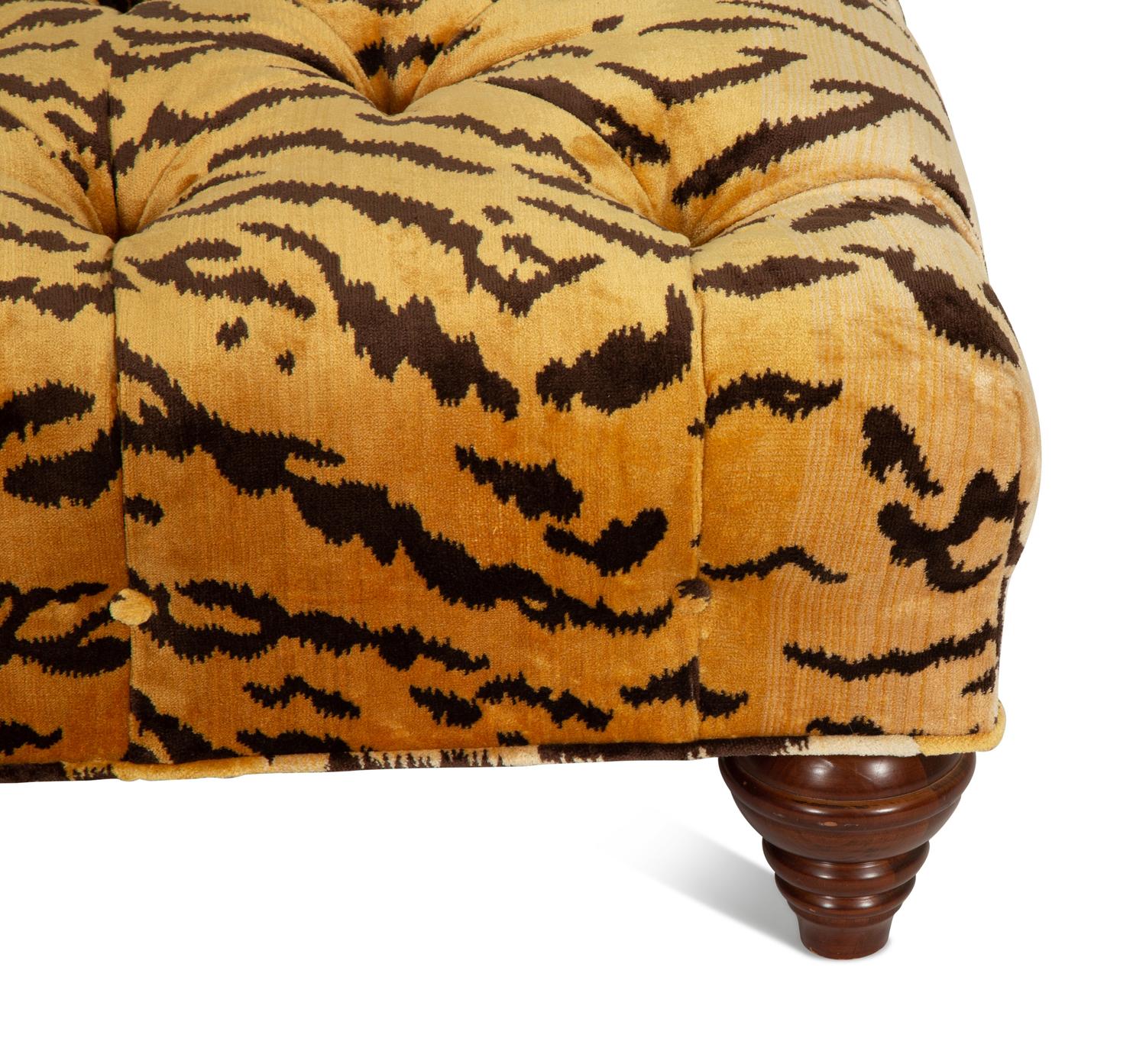 A Victorian Style Button-Tufted Mahogany Ottoman