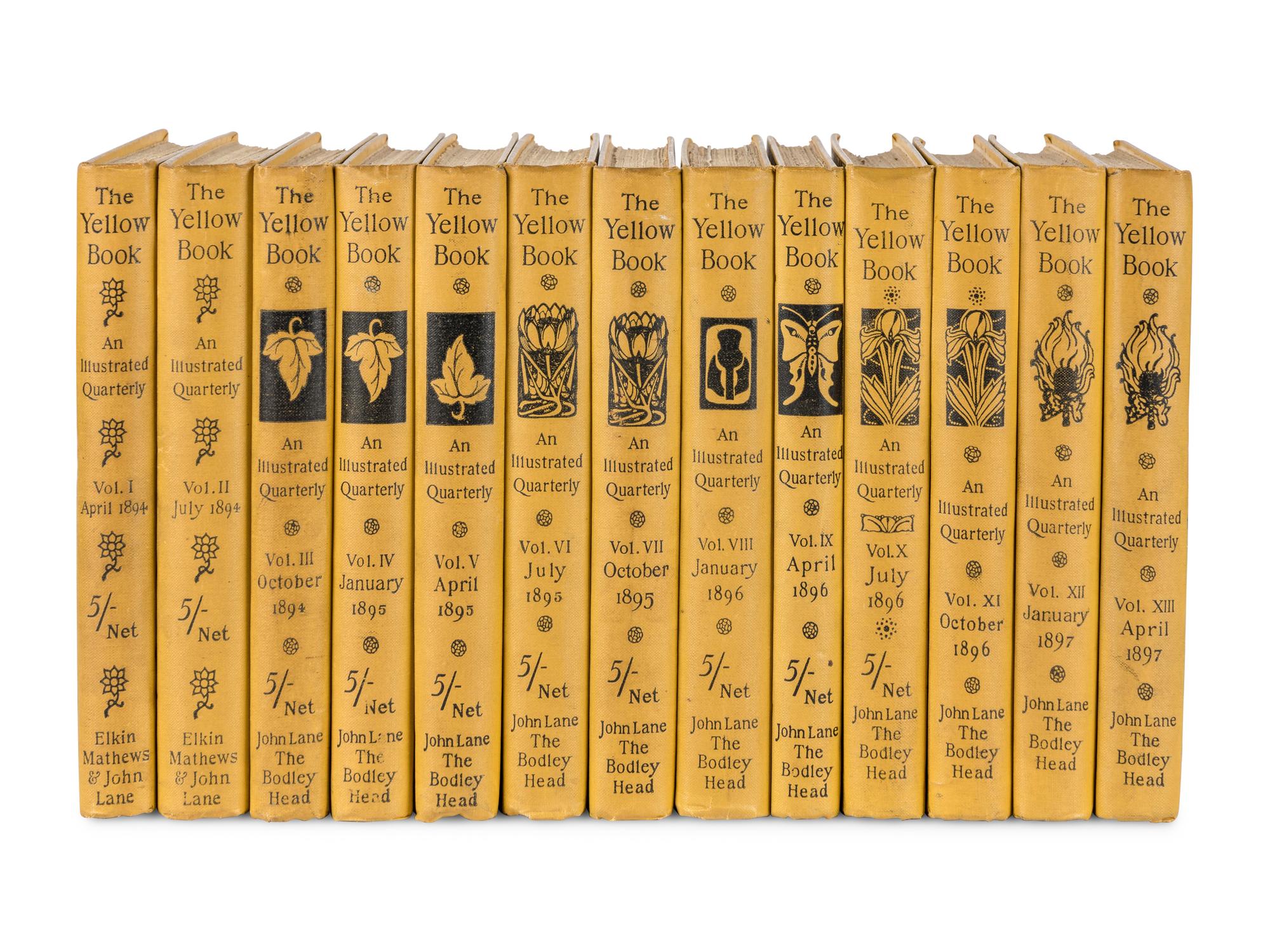 [BEARDSLEY, Aubrey Vincent (1872-1898), Illustrator]. The Yellow Book an Illustrated Quarterly . London and Boston (vols. I-X), & London and New York (vols. XI-XIII): Elkin Mathews & John Lane and Copeland & Day (vols. I-II), John Lane and Copeland & Day (vols. III-X), and John Lane: The Bodley Head (vols. XI-XIII), April 1894 - April 1897.