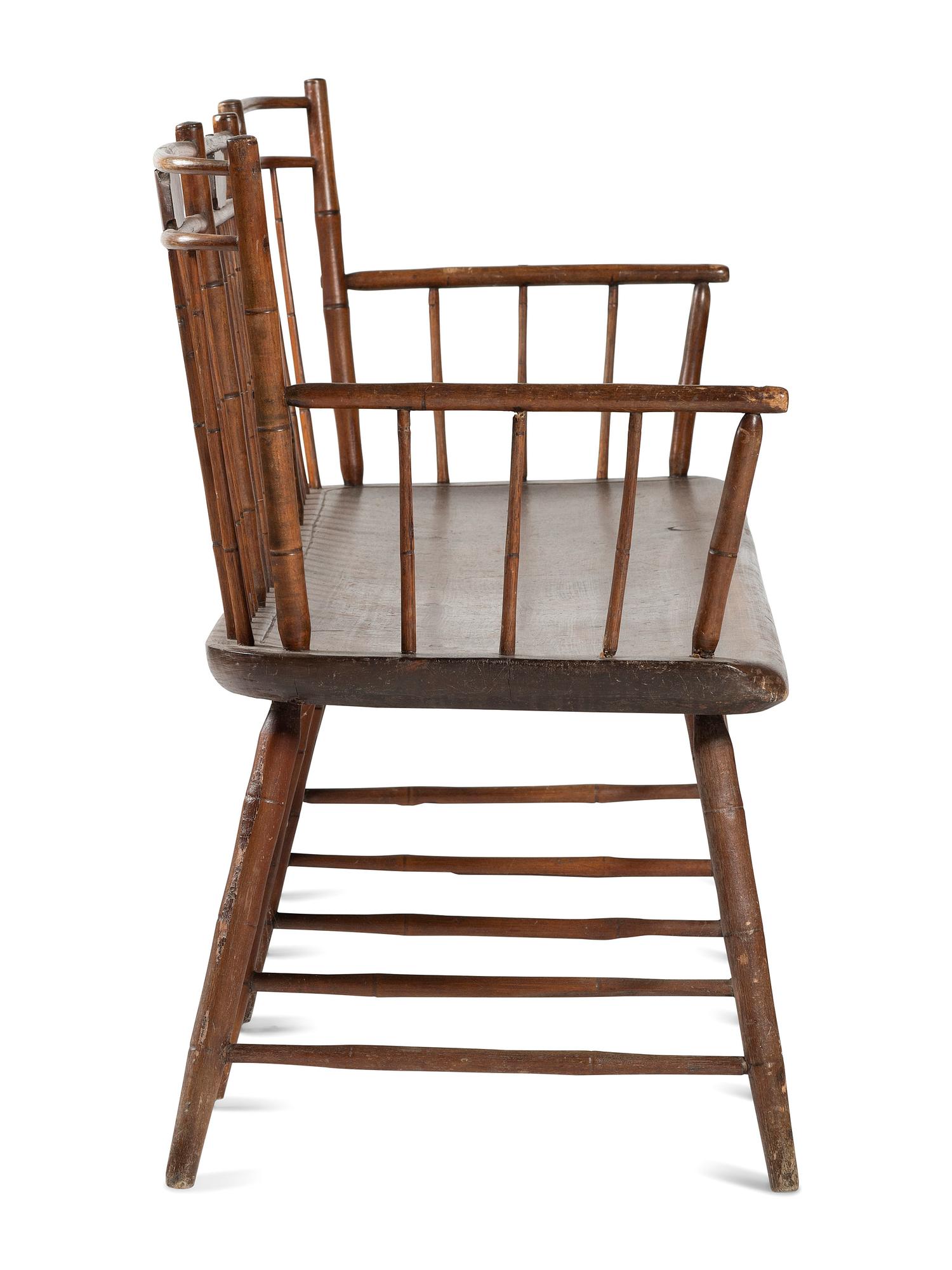 A Bamboo-Turned Birdcage Windsor Settee