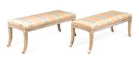 A Pair of Neoclassical Style Silvered Window Seats Width 48 1/2 inches. — 19TH/20TH CENTURY