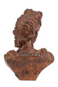 An Italian Carved Wood Bust of a Roman