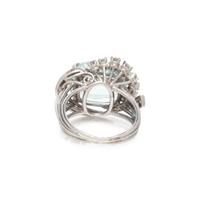 AQUAMARINE AND DIAMOND RING