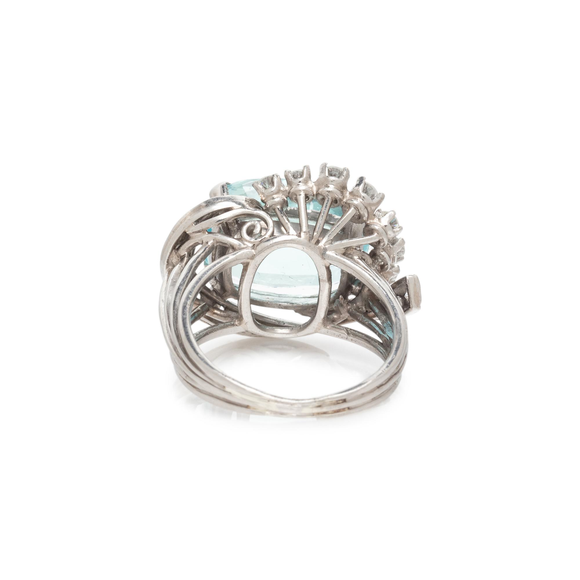 AQUAMARINE AND DIAMOND RING