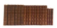 (BINDINGS) A collection of leather bound books, 18 vols. total.