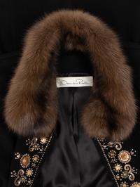 Oscar de la Renta Embellished Cashmere Coat with Fur Collar