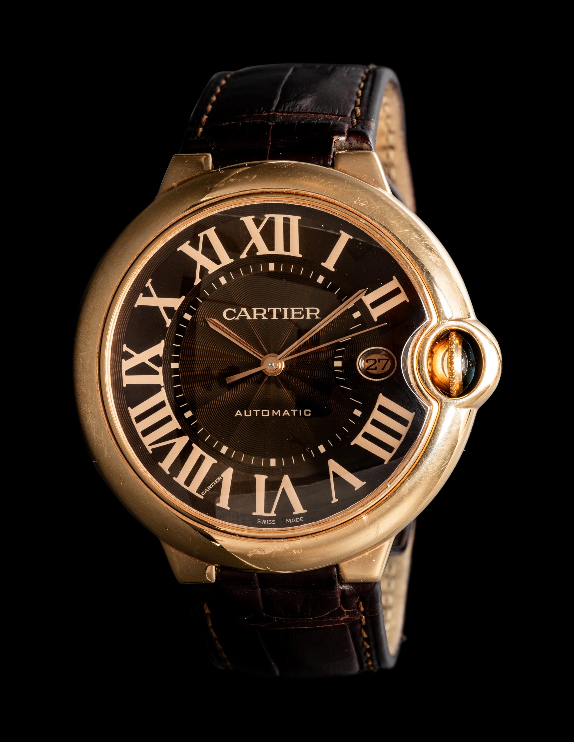 CARTIER, 18K ROSE GOLD 'BALLON BLEU' DATE WATCH