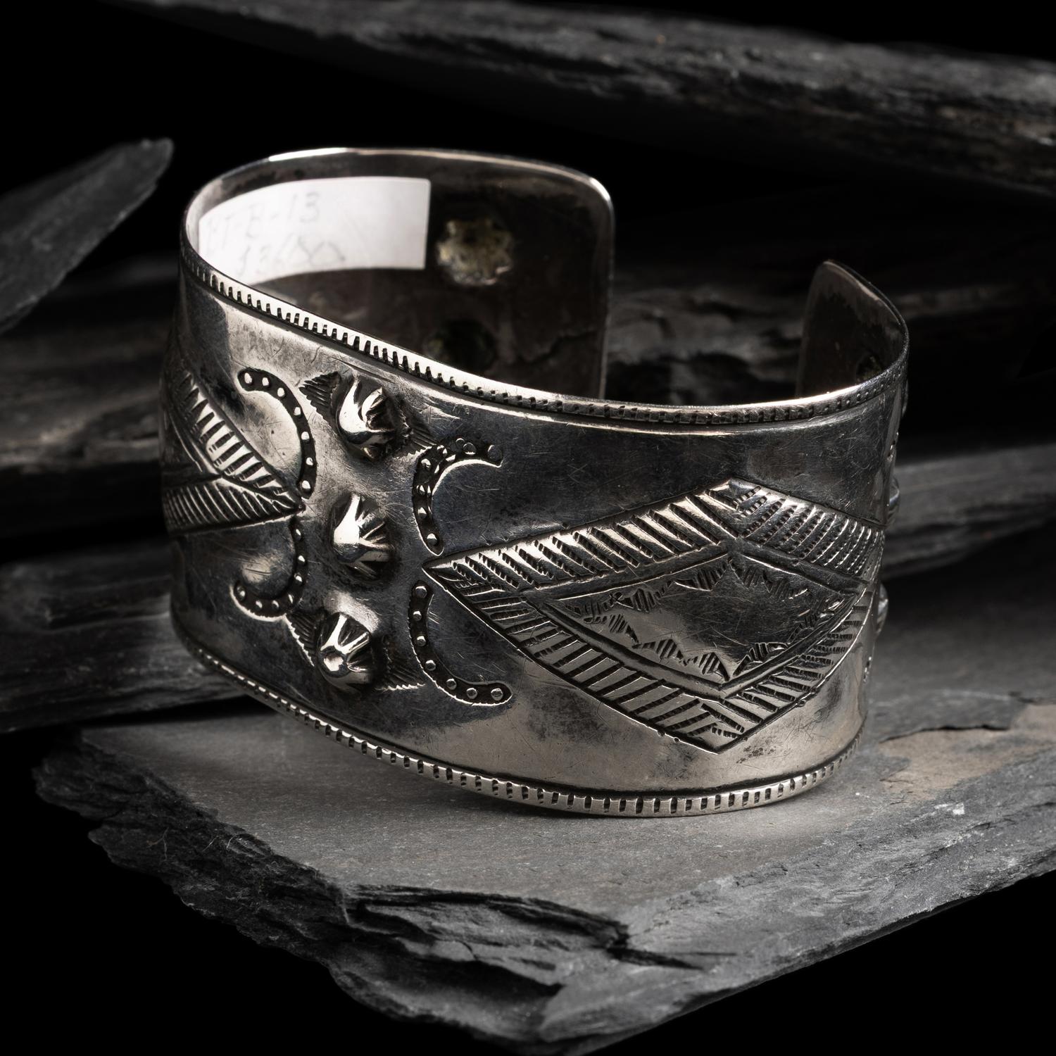 Early Navajo Stamped Ingot Cuff Bracelet