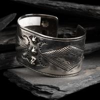 Early Navajo Stamped Ingot Cuff Bracelet