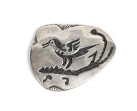 Hopi Style Silver Overlay Brooch Height 2 1/8 x width 2 5/8 inches