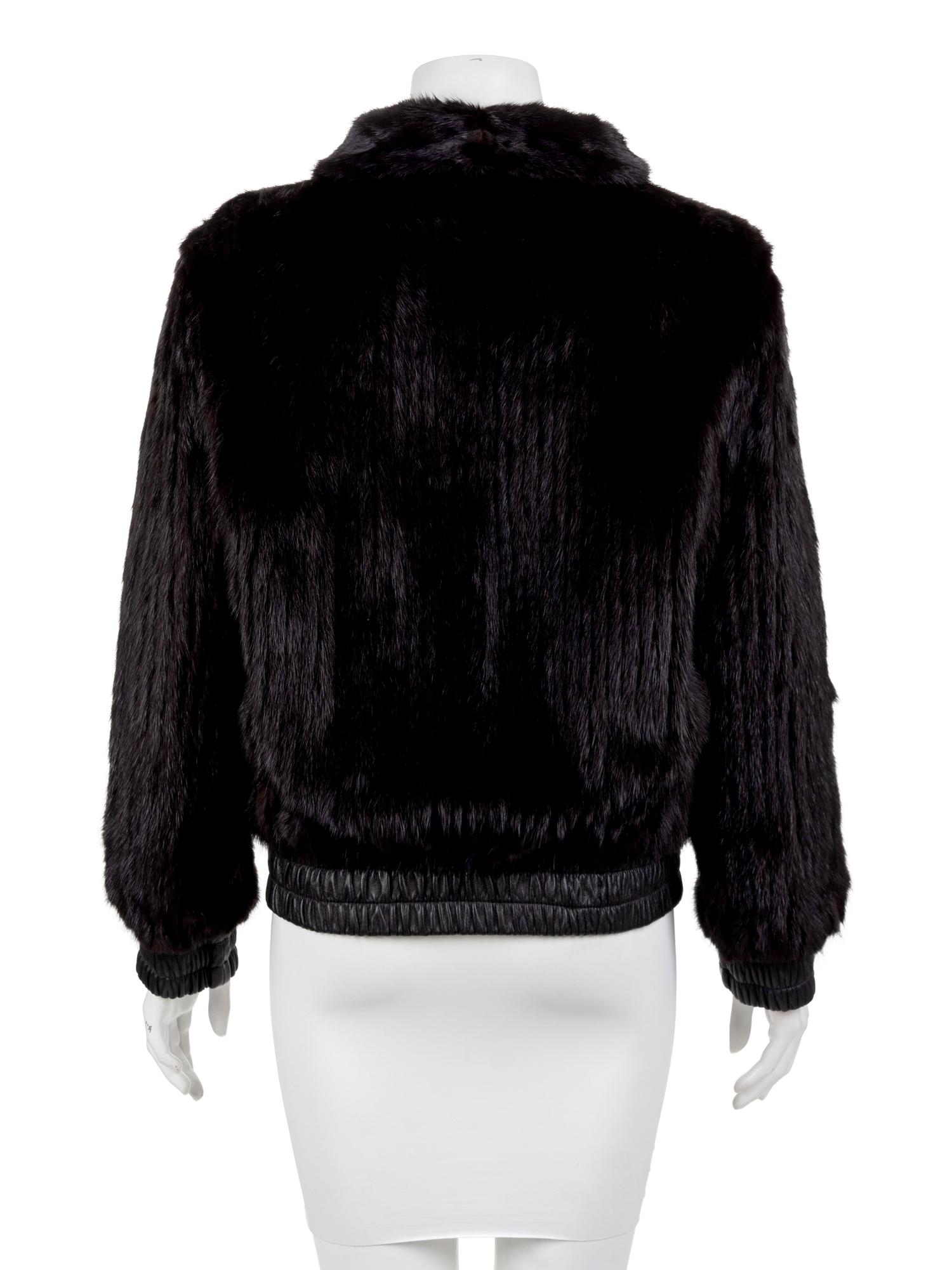 Black Leather and Mink Reversible Bomber Style Jacket,1990-2000's