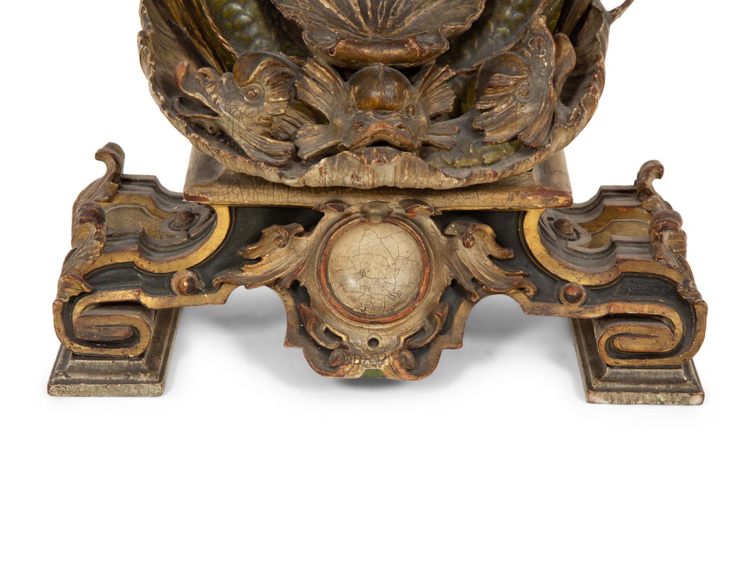A Continental Carved Giltwood Pocket Watch Stand