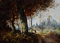 Artist Unknown, (late 19th/early 20th century), Forest Path and Forest Cottage (two works)