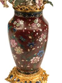 A Pair of Gilt Bronze Mounted Cloisonné and Porcelain Vases
