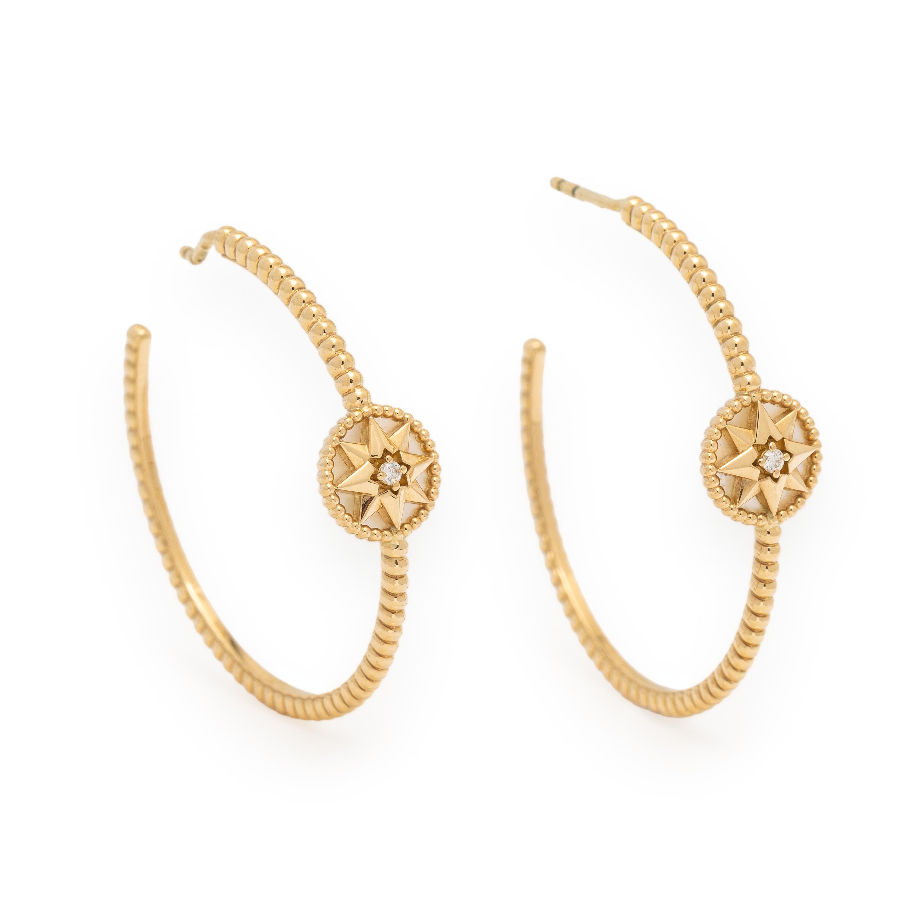 Dior, Yellow Gold, Mother-of-Pearl, and Diamond 'Rose des Vents' Hoop Earrings