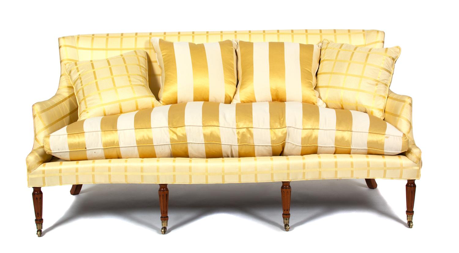 A Regency Style Silk Upholstered Sofa — 20TH CENTURY
