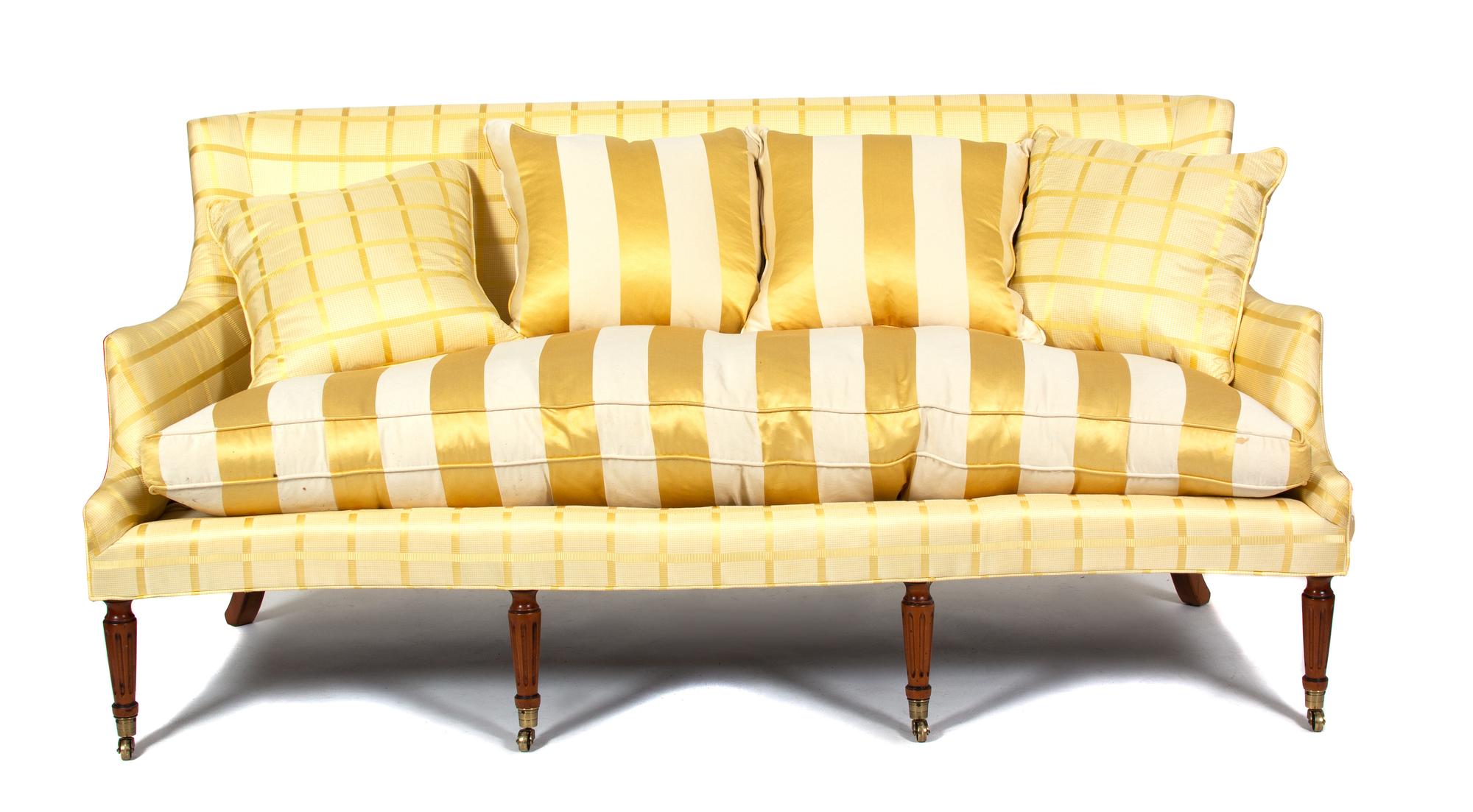 A Regency Style Silk Upholstered Sofa — 20TH CENTURY