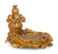 A French Gilt Bronze Inkwell with Pineapple Finial
