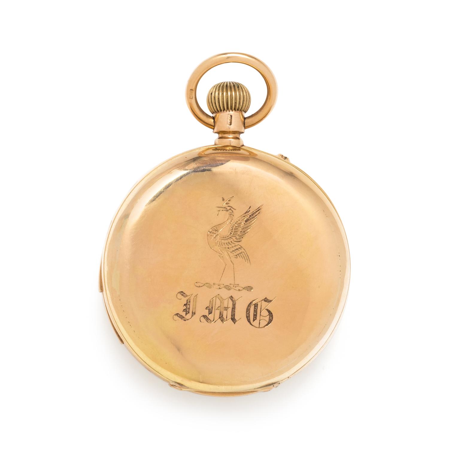 T. BOXELL, 18K YELLOW GOLD PERPETUAL CALENDAR, MOON PHASE, HALF QUARTER HOUR REPEATER OPEN FACE POCKET WATCH