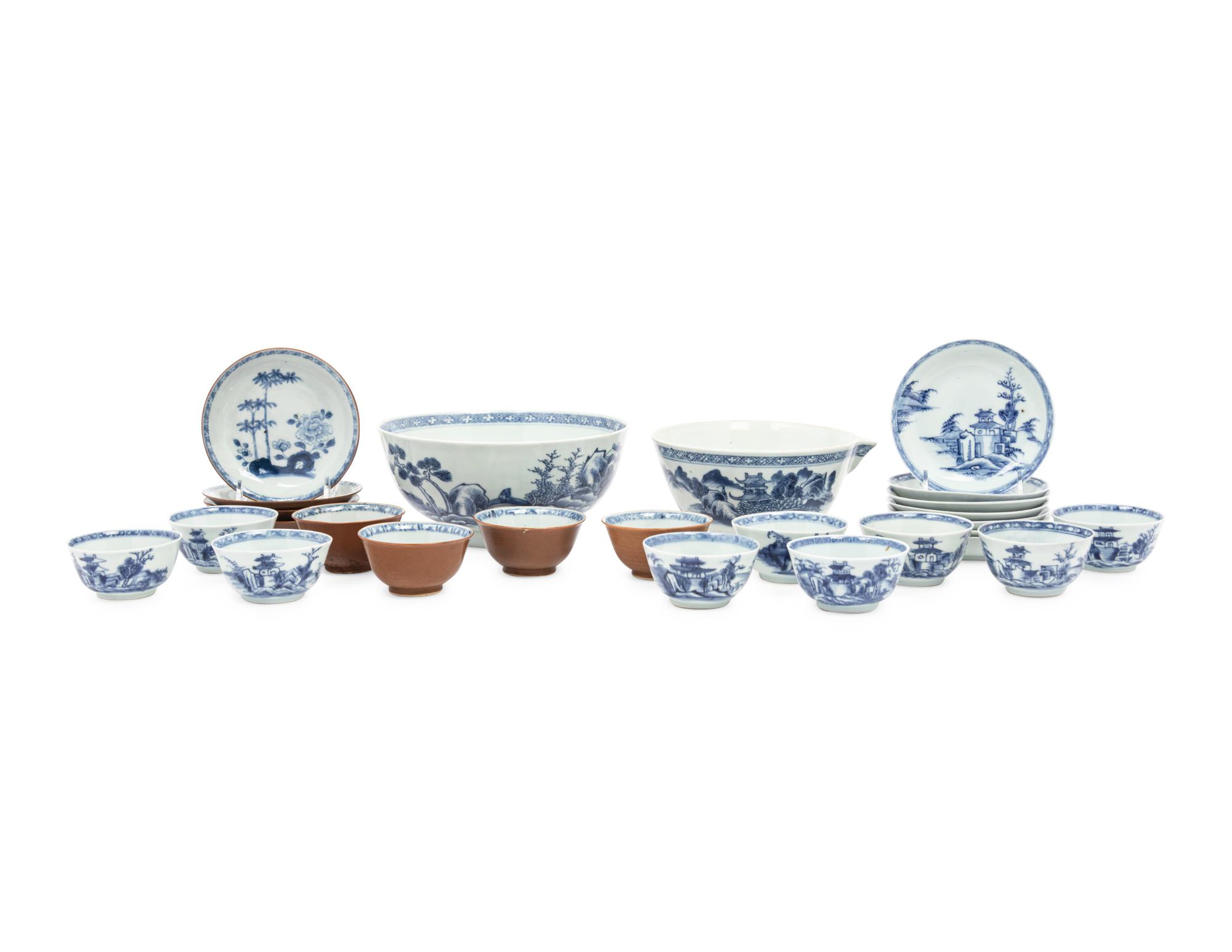 A Group of 26 Export Blue and White Porcelain Wares from the Nanking Cargo