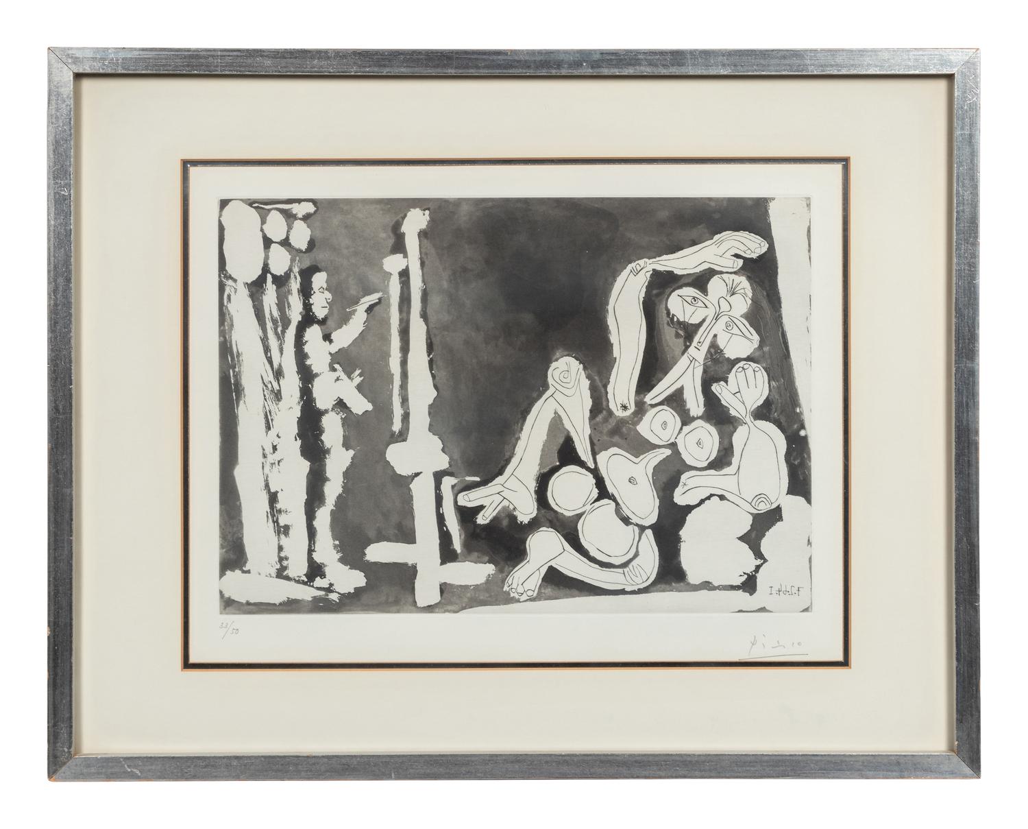 Peintre et modèle appuyé sur un coussin
