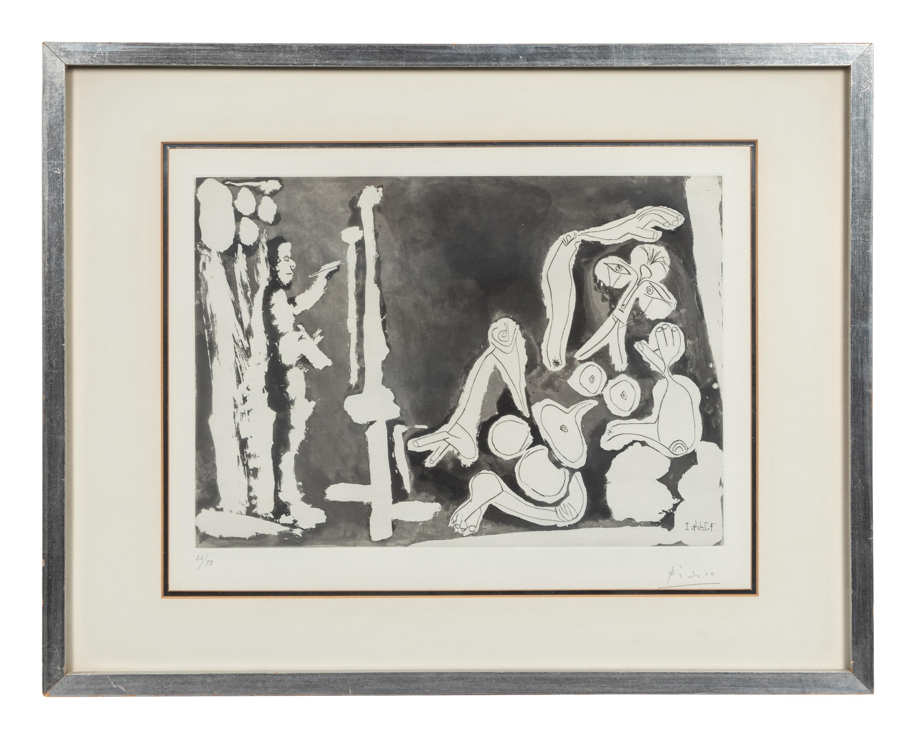 Peintre et modèle appuyé sur un coussin