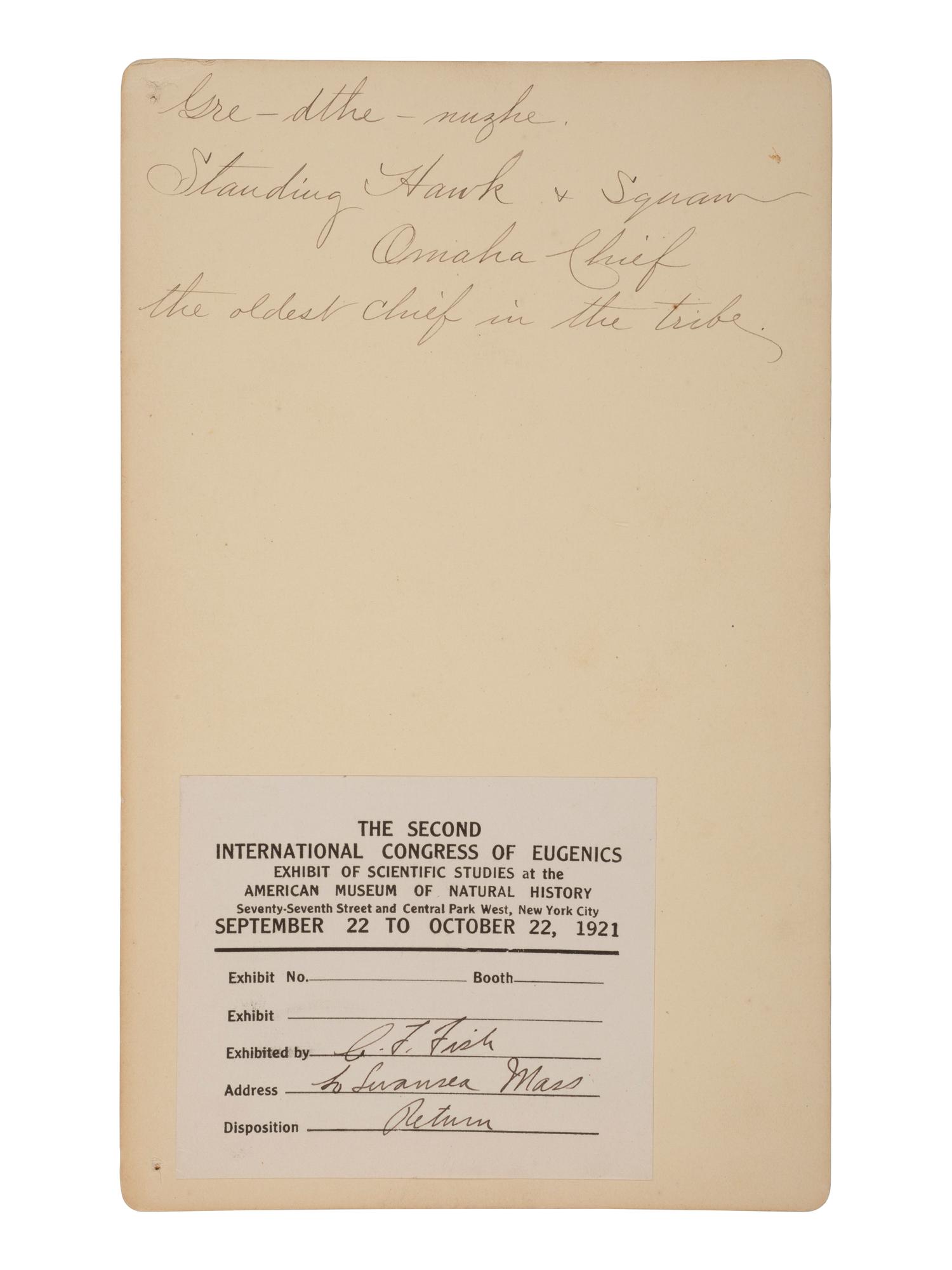 [JACKSON, William Henry (1843-1942), photographer]. Boudoir card of Omaha Chief Standing Hawk and his wife. Ca 1868.